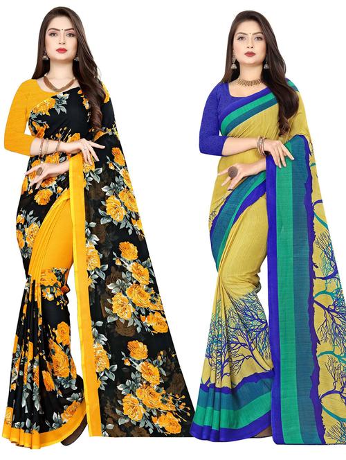 women pack of 2 casual wear combo sarees with blouse - 21477157 - Very Small Image - 1