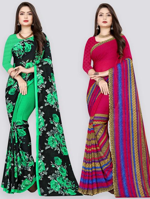 women pack of 2 casual wear combo sarees with blouse - 21477162 - Very Small Image - 1