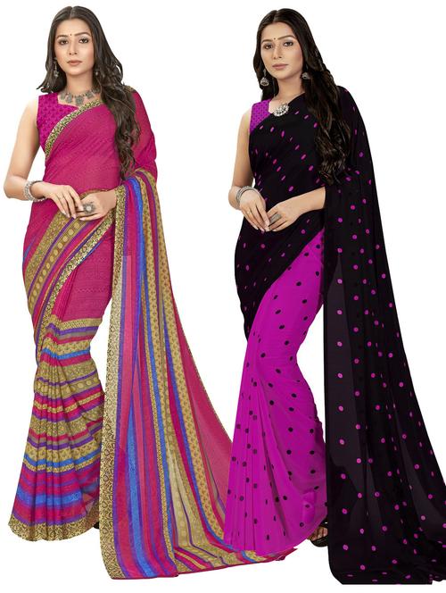 women pack of 2 casual wear sarees with blouse - 21477163 - Very Small Image - 1