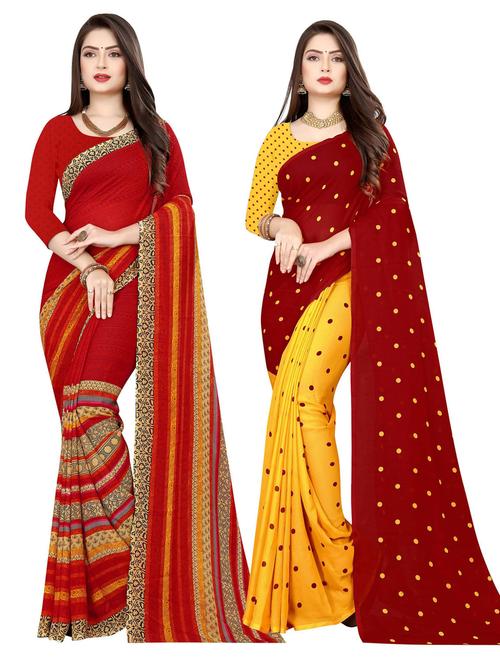 women pack of 2 casual wear combo sarees with blouse - 21477166 - Very Small Image - 1