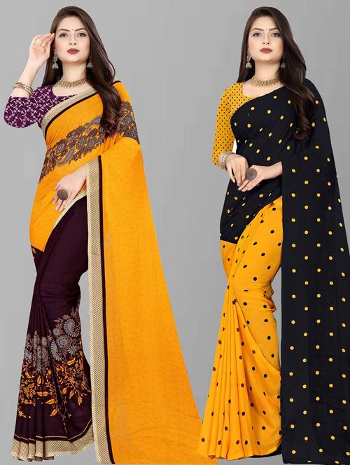women pack of 2 casual wear combo sarees with blouse - 21477169 - Very Small Image - 1