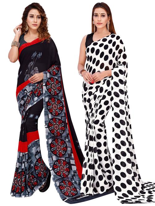 women pack of 2 casual wear combo sarees with blouse - 21477176 - Very Small Image - 1