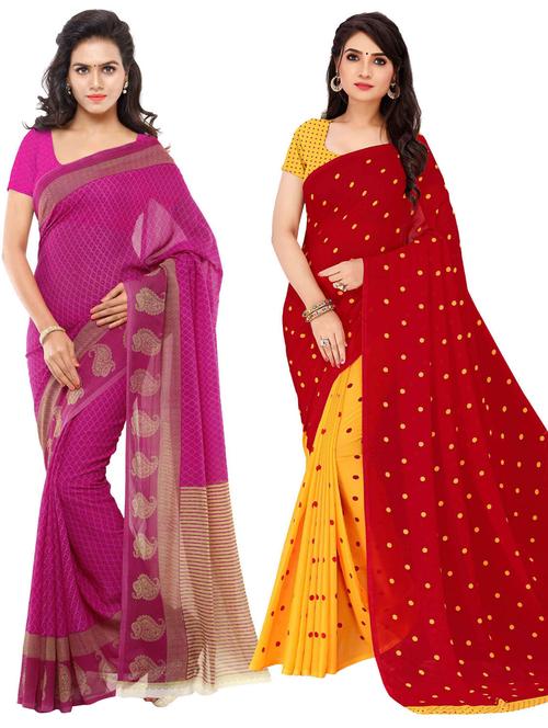 women pack of 2 casual wear combo sarees with blouse - 21477177 - Very Small Image - 1