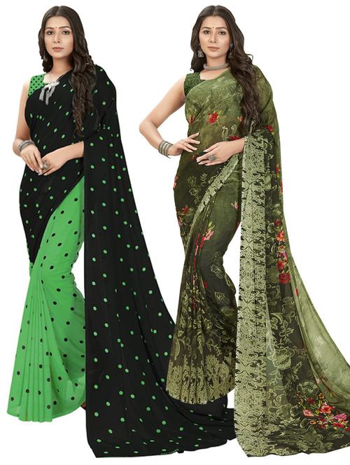 women pack of 2 casual wear sarees with blouse - 21477190 - Very Small Image - 1