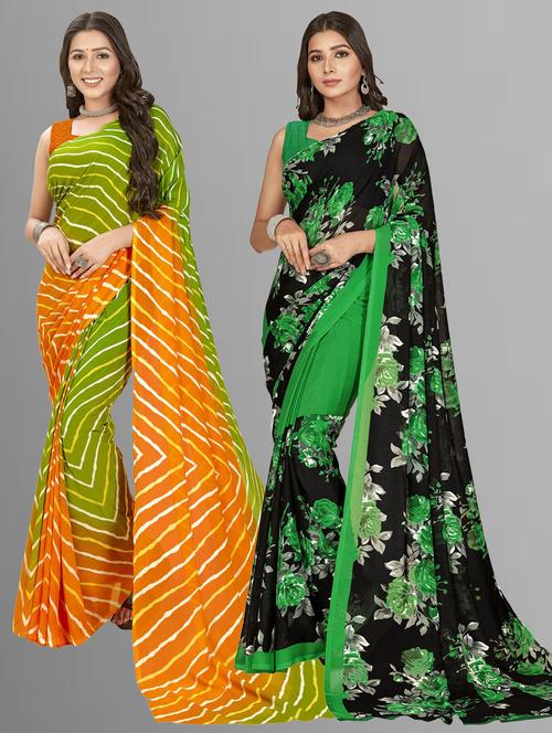 pack of 2 printed casual wear sarees with blouse - 21477196 - Very Small Image - 1