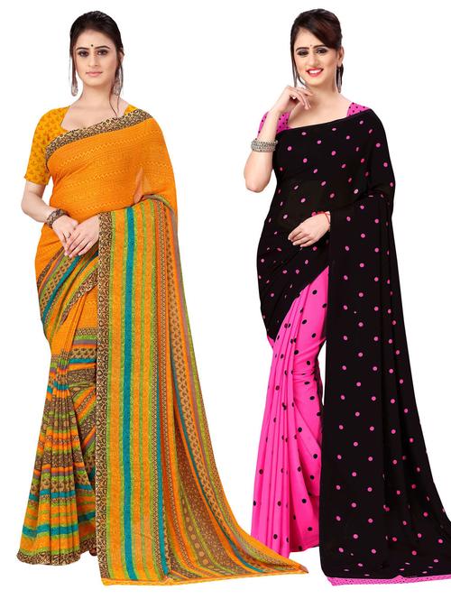 women pack of 2 casual wear combo sarees with blouse - 21477215 - Very Small Image - 1