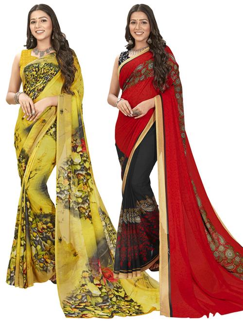 women pack of 2 printed casual wear saree with blouse - 21477216 - Very Small Image - 1