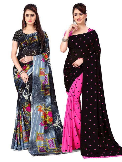 women pack of 2 casual wear combo sarees with blouse - 21477217 - Very Small Image - 1