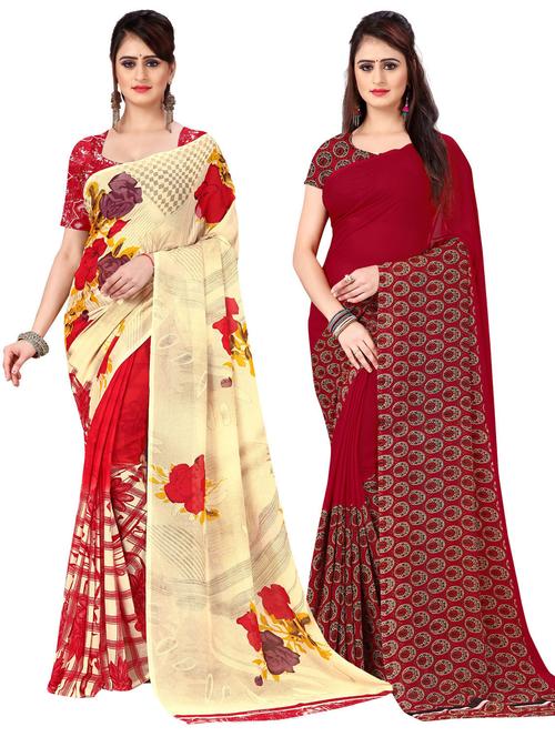 women pack of 2 casual wear combo sarees with blouse - 21477236 - Very Small Image - 1