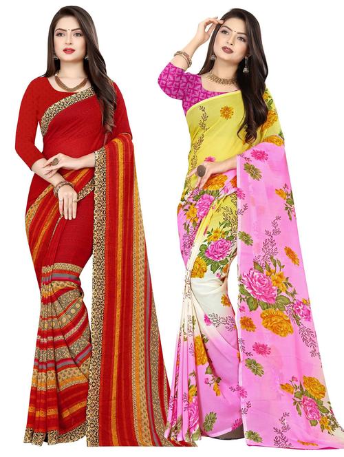 women pack of 2 printed casual wear saree with blouse - 21477237 - Very Small Image - 1