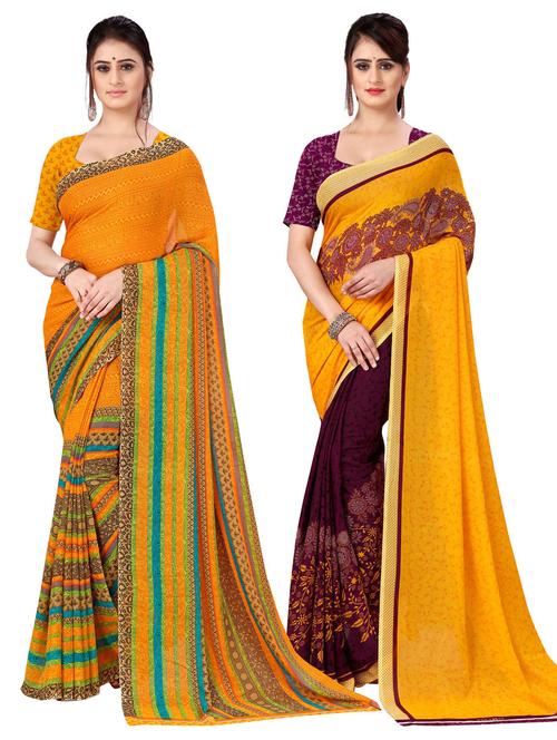 women pack of 2 casual wear combo sarees with blouse - 21477241 - Very Small Image - 1