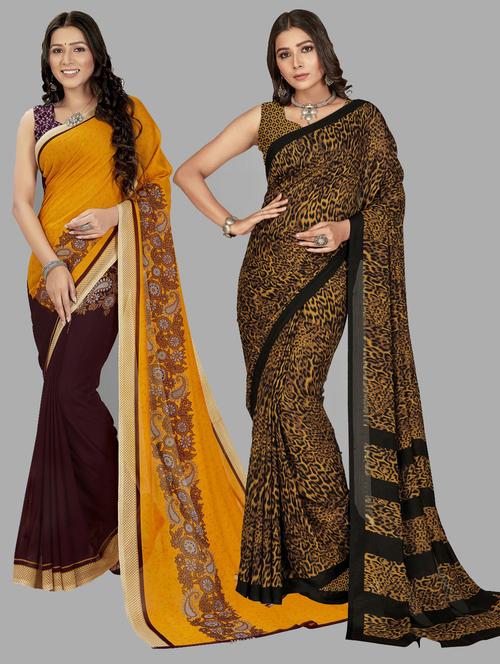 women pack of 2 casual wear combo sarees with blouse - 21477242 - Very Small Image - 1
