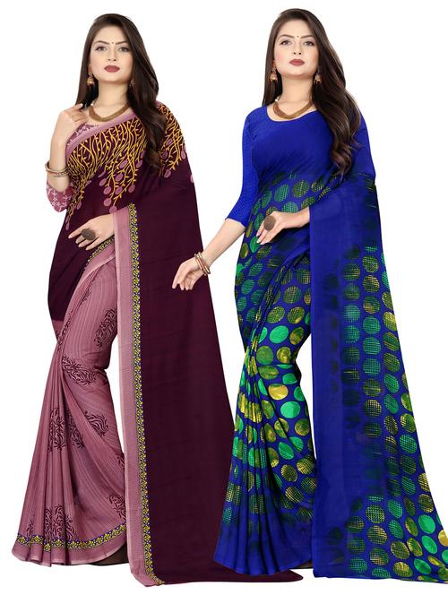 women pack of 2 casual wear combo sarees with blouse - 21477243 - Very Small Image - 1