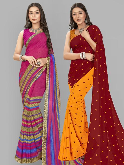 women pack of 2 casual wear combo sarees with blouse - 21477251 - Very Small Image - 1