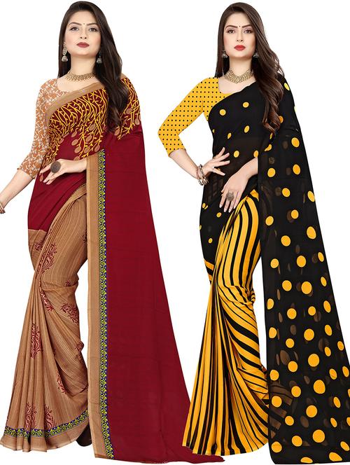 women pack of 2 casual wear combo sarees with blouse - 21477258 - Very Small Image - 1