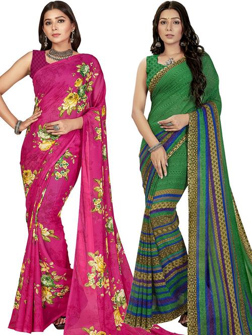 women pack of 2 casual wear combo sarees with blouse - 21477263 - Very Small Image - 1