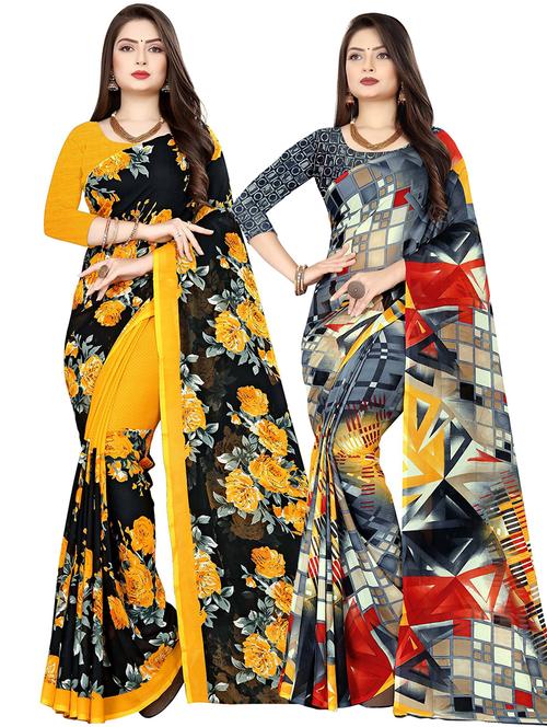 women pack of 2 casual wear combo sarees with blouse - 21477264 - Very Small Image - 1