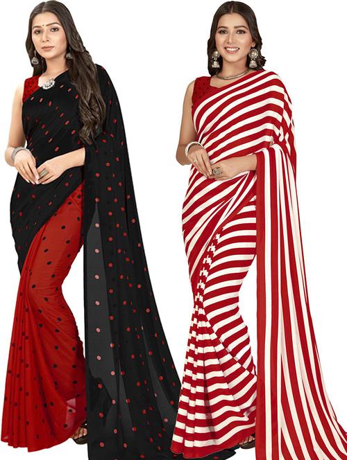 women pack of 2 casual wear combo sarees with blouse - 21477272 - Very Small Image - 1