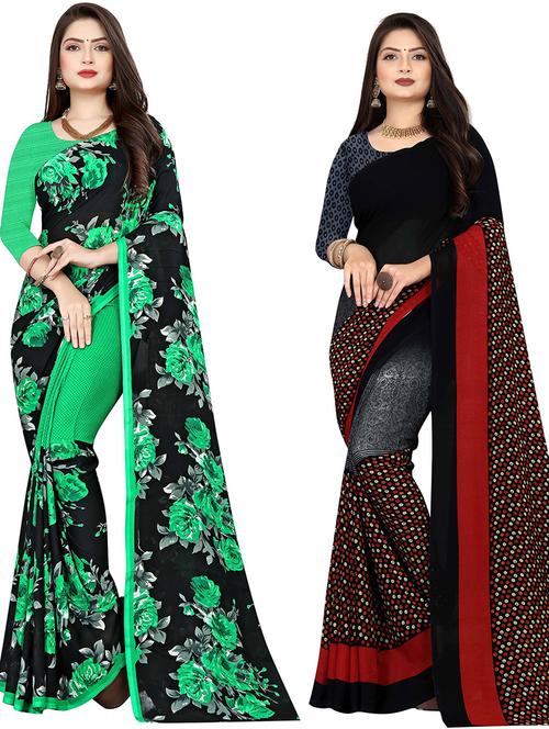 women pack of 2 casual wear combo sarees with blouse - 21477273 - Very Small Image - 1
