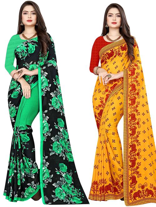 women pack of 2 casual wear combo sarees with blouse - 21477279 - Very Small Image - 1