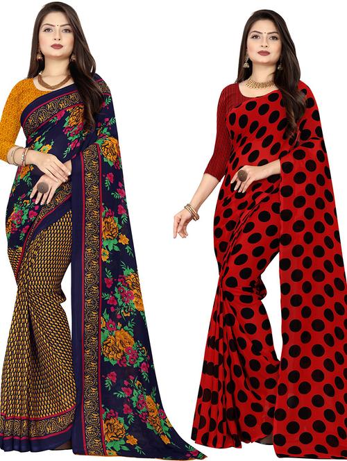 women pack of 2 casual wear combo sarees with blouse - 21477292 - Very Small Image - 1