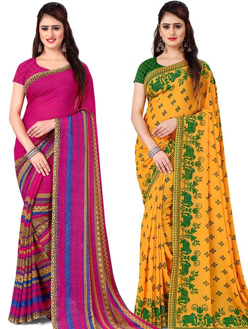 women pack of 2 casual wear combo sarees with blouse - 21477294 - Very Small Image - 1