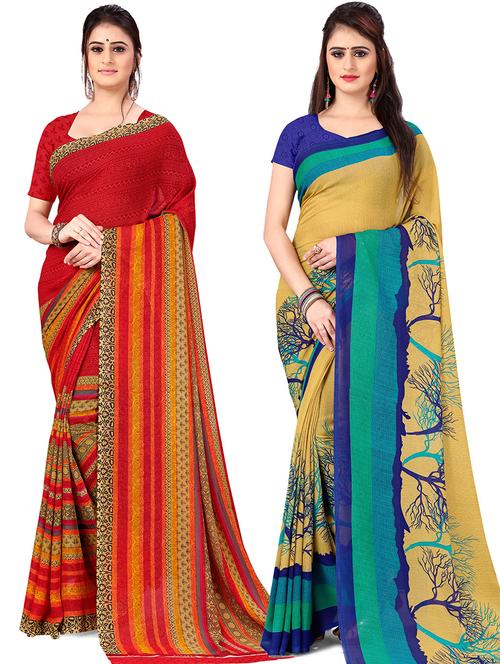 women pack of 2 casual wear combo sarees with blouse - 21477297 - Very Small Image - 1