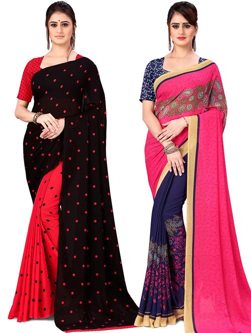 women pack of 2 casual wear combo sarees with blouse - 21477299 - Very Small Image - 1