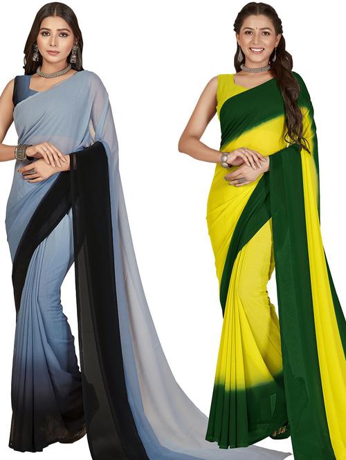 women pack of 2 casual wear combo sarees with blouse - 21477313 - Very Small Image - 1