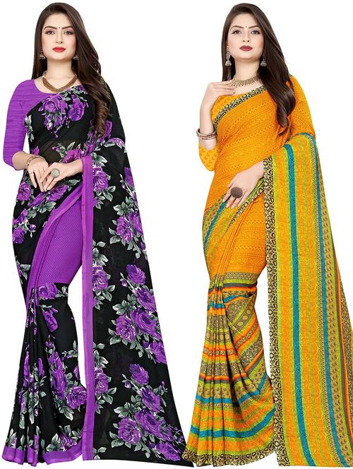 women pack of 2 casual wear combo sarees with blouse - 21477323 - Very Small Image - 1