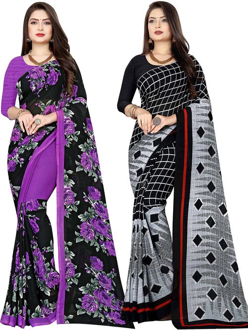 women pack of 2 casual wear combo sarees with blouse - 21477359 - Very Small Image - 1