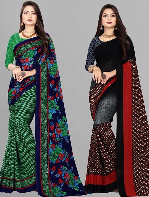 women pack of 2 casual wear combo sarees with blouse - 21477362 - Very Small Image - 1