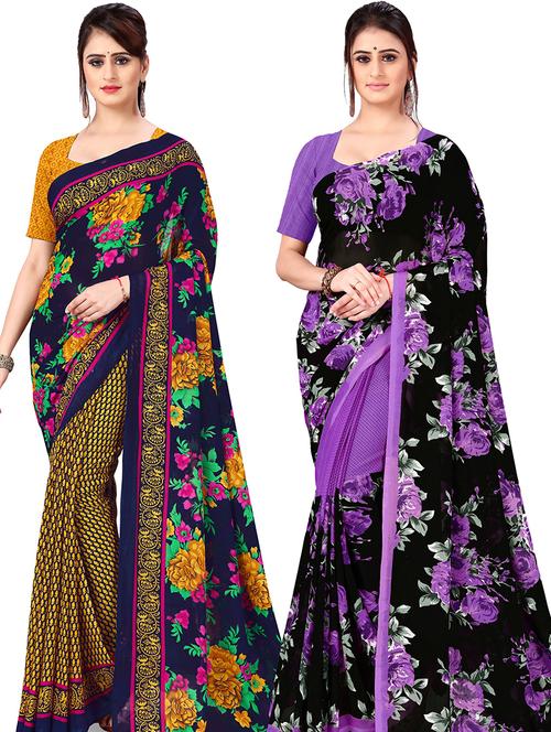 women pack of 2 casual wear combo sarees with blouse - 21477368 - Very Small Image - 1