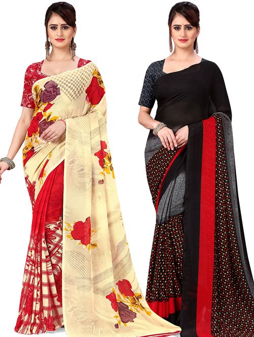 women pack of 2 casual wear combo sarees with blouse - 21477379 - Very Small Image - 1