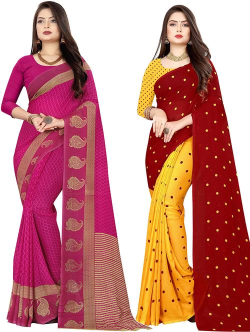 women pack of 2 casual wear combo sarees with blouse - 21477391 - Very Small Image - 1