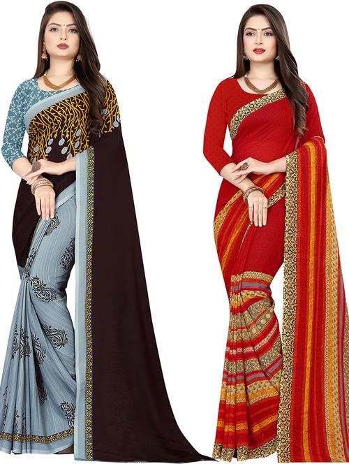women pack of 2 casual wear combo sarees with blouse - 21477396 - Very Small Image - 1