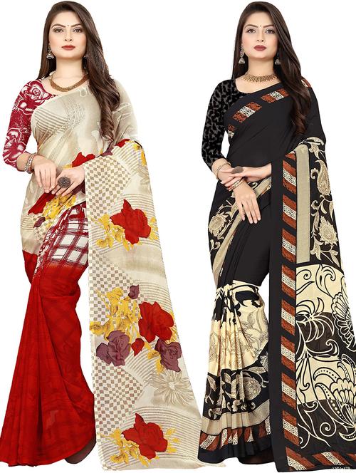 women pack of 2 casual wear combo sarees with blouse - 21477404 - Very Small Image - 1