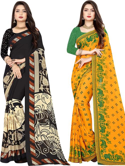 women pack of 2 casual wear combo sarees with blouse - 21477406 - Very Small Image - 1
