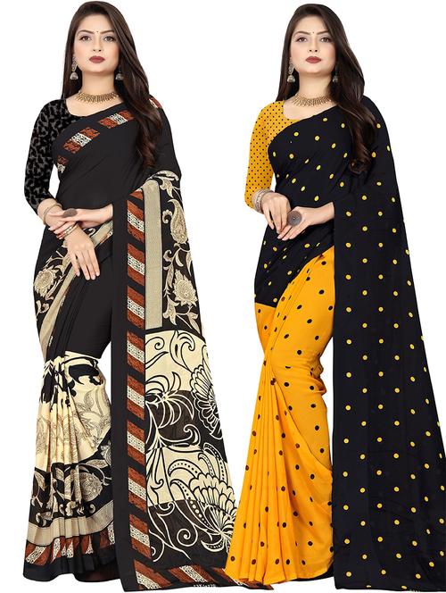 women pack of 2 casual wear combo sarees with blouse - 21477408 - Very Small Image - 1