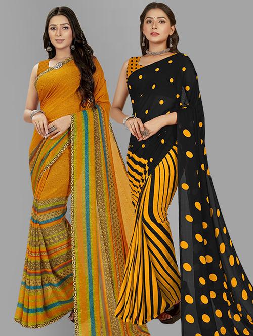 women pack of 2 casual wear combo sarees with blouse - 21477409 - Very Small Image - 1