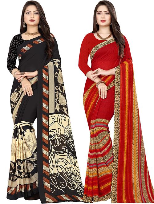 women pack of 2 casual wear combo sarees with blouse - 21477412 - Very Small Image - 1