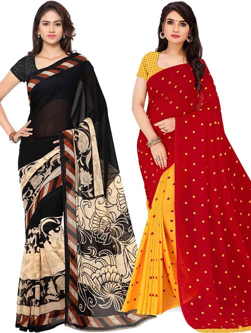 women pack of 2 casual wear combo sarees with blouse - 21477417 - Very Small Image - 1