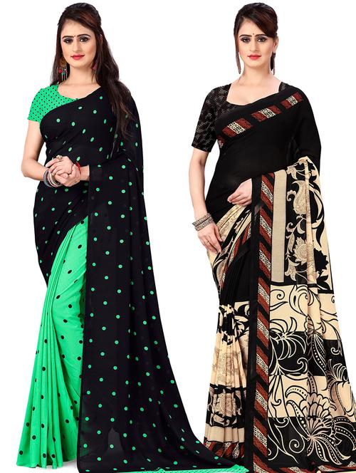 women pack of 2 casual wear combo sarees with blouse - 21477421 - Very Small Image - 1