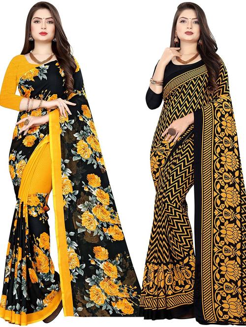 women pack of 2 casual wear combo sarees with blouse - 21477426 - Very Small Image - 1