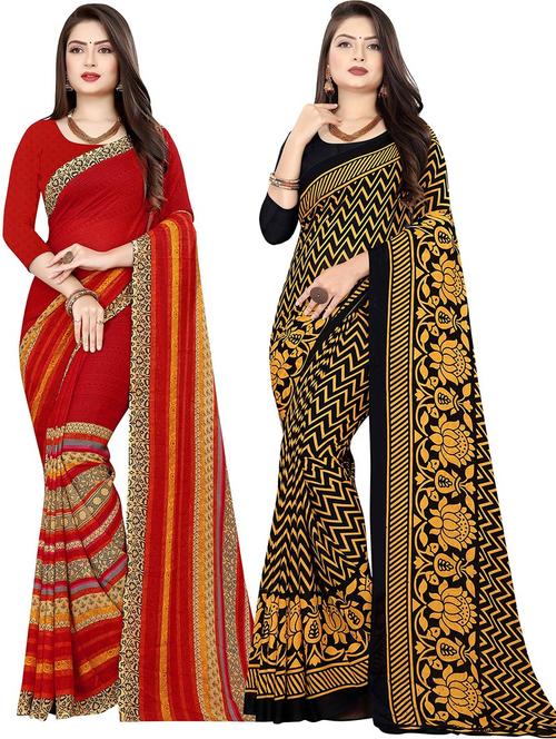 women pack of 2 casual wear combo sarees with blouse - 21477428 - Very Small Image - 1