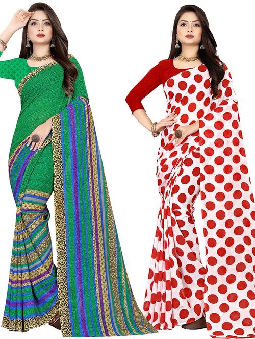 women pack of 2 casual wear combo sarees with blouse - 21477438 - Very Small Image - 1