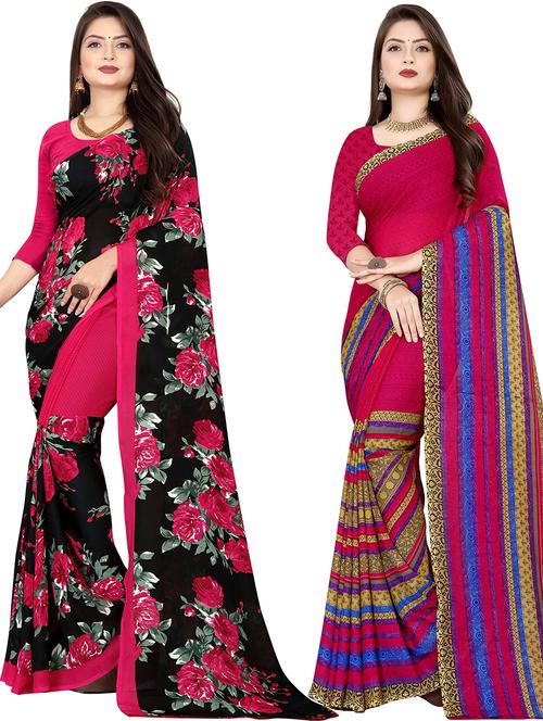 women pack of 2 casual wear combo sarees with blouse - 21477439 - Very Small Image - 1