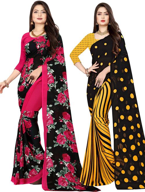 women pack of 2 casual wear combo sarees with blouse - 21477442 - Very Small Image - 1