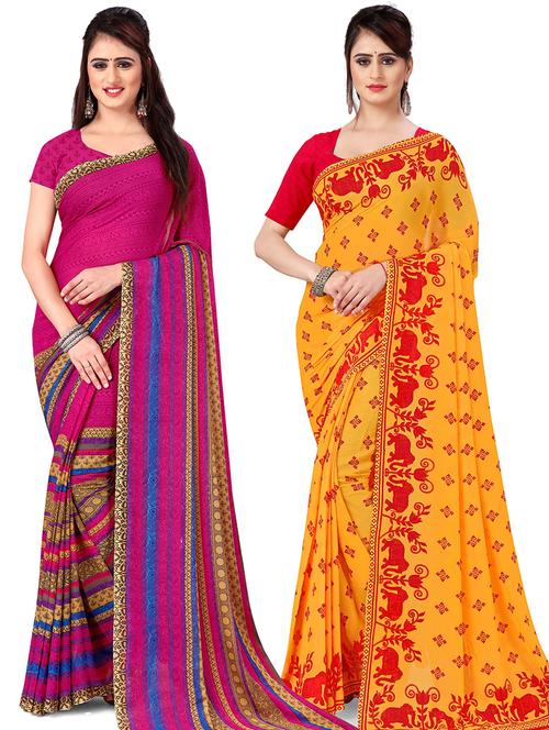 women pack of 2 casual wear combo sarees with blouse - 21477443 - Very Small Image - 1