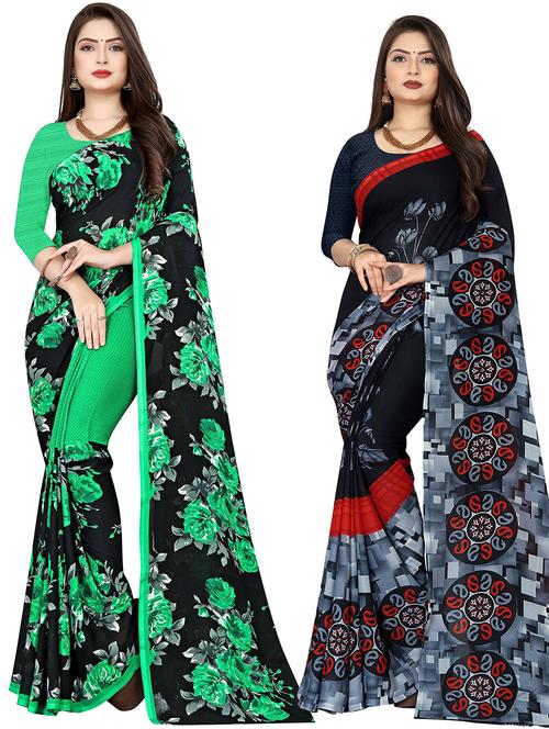 women pack of 2 casual wear combo sarees with blouse - 21477444 - Very Small Image - 1